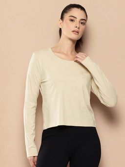 Alcis - Beige Regular Fit Pull On Round Neck T-Shirt