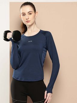 Alcis - Navy Blue Slim Fit Pull On Round Neck T-Shirt