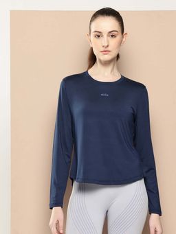 Alcis - Navy Blue Slim Fit Pull On Round Neck T-Shirt