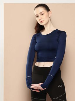 Alcis - Navy Blue Slim Fit Pull On Round Neck T-Shirt