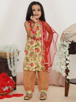 KID1 - Gulabo Kurti with Afghani Pants and Dupatta (Set of 3)