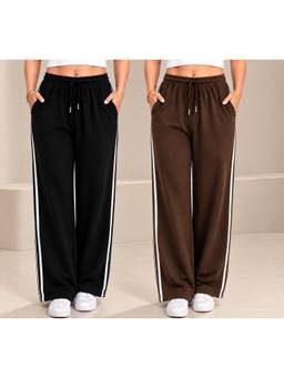 TULSATTVA - Multi-Color Women Striped Track Pants (Pack Of 2)