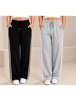 TULSATTVA - Multi-Color Women Striped Track Pants (Pack Of 2)