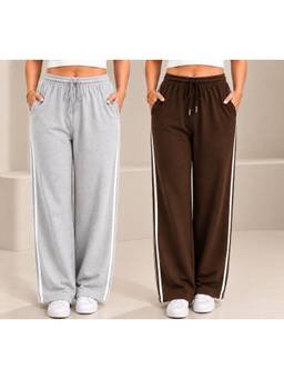 TULSATTVA - Multi-Color Women Striped Track Pants (Pack Of 2)