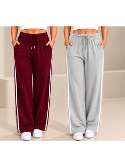 TULSATTVA - Multi-Color Women Striped Track Pants (Pack Of 2)