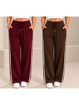 TULSATTVA - Multi-Color Women Striped Track Pants (Pack Of 2)