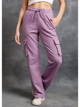 PRONK - Lavender Women Premium Terry Cargo Track Pant