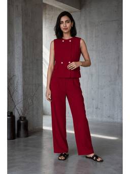 HOUSE OF SAL - Maroon Signature Co-Ord Set