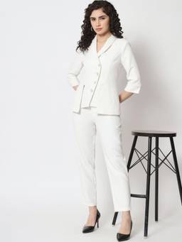 Beatnik - Formal White Western Women Blazer with Pant