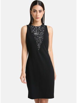 Kazo - Black Sequin Jacquard Detailed Mini Dress