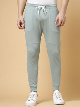 RIGO - Mens Jade Green Solid Terry Joggers