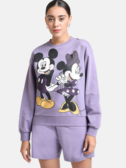 Kazo - Lavender Character Micky Minnie Print Sweatshirts