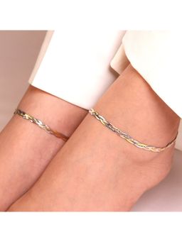 Zavya - Triple Tone Braided 925 Silver Anklets