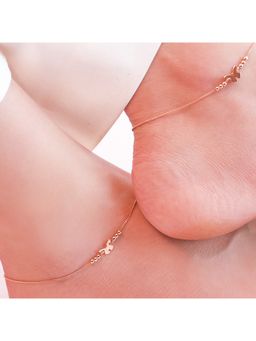 Zavya - Beaded Butterfly Rose Gold 925 Sterling Silver Chained Anklet Pair