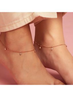 Zavya - Drop CZ Rose Gold Plated 925 Sterling Silver Anklet