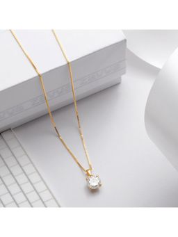 Zavya - Solitaire Box Chain Gold Plated 925 Sterling Silver Pendant