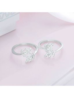 Zavya - Leafy CZ Rhodium Plated 925 Sterling Silver Toe Ring