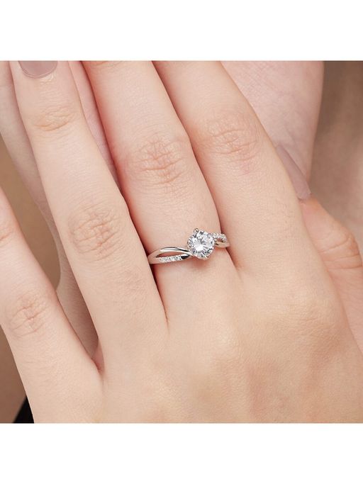 Zavya Twisted Solitaire 925 Silver Ring (Adjustable)