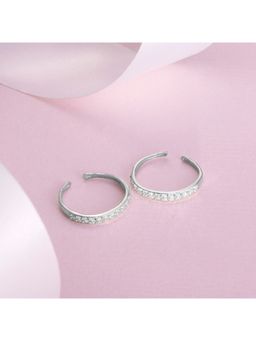 Zavya - CZ Studded 925 Silver Toe Rings (Adjustable)