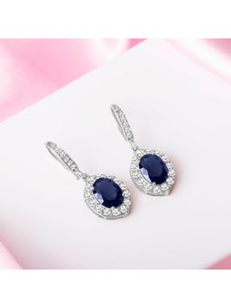 Zavya - Sapphire Cascade Rhodium Plated 925 Sterling Silver Drop Earrings