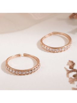 Zavya - Rose Gold Glam One-Line CZ 925 Sterling Silver CZ Stud Toe Ring
