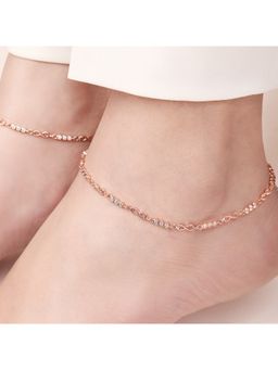 Zavya - Infinite Sparkle Rose Gold-Plated 925 Sterling Silver Anklet- Pair