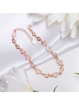 Zavya - Heartfelt Affection Rose Gold Plated 925 Sterling Silver Heart Bracelet