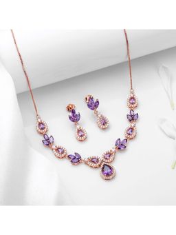 Zavya - Rose Petal Radiance 925 Sterling Silver Rose Gold-Plated Jewellery Set