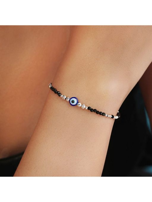 Zavya Protective Charm Rhodium Plated 925 Sterling Silver Bracelet