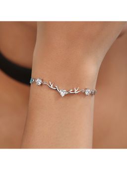 Zavya - Eternal Heart Rhodium Plated 925 Sterling Silver Bracelet