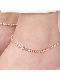 Zavya - Rose Gold Plated Glimmering Cz 925 Sterling Silver Anklet