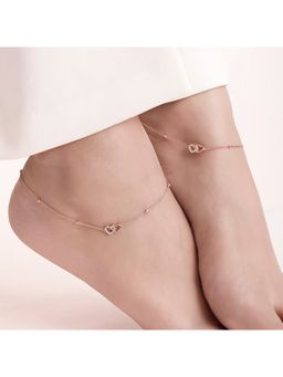 Zavya - Linked Hearts Rose Gold Plated 925 Sterling Silver Anklets
