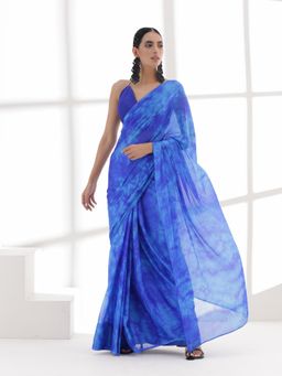 Swtantra - Blue Storm tie Dye Saree