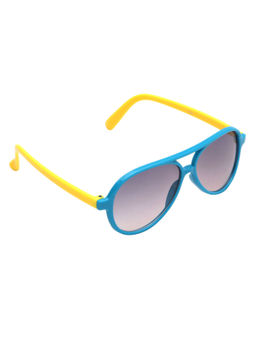 Spiky - Blue Frame Grey Lens Aviator UV Protection Sunglass 1232_BLUE_YELLOW