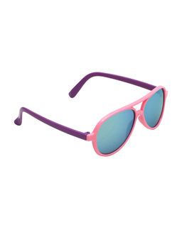 Spiky - Pink Frame Blue Lens Aviator UV Protection Sunglass 1232_PINK_EME MER