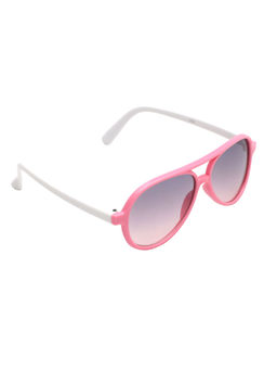 Spiky - Pink Frame Grey Lens Aviator UV Protection Sunglass 1232_PINK_WHITE