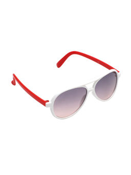 Spiky - White Frame Grey Lens Aviator UV Protection Sunglass 1232_WHITE_RED
