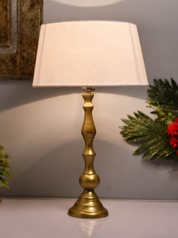 Homesake - Teardrop Gold Lamp With White Drum Shade