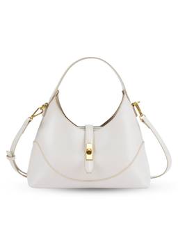 Lino Perros - Ella Crescent Off-White Handbag with Mini Pouch & Detachable Strap