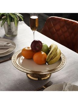 De Maison Decor - Versace Design Cake Stand in Ivory Enamle & Silver Finish