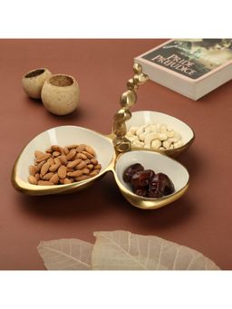 De Maison Decor - Stones Servingware Ivory enamle - Triple Bowl Platter