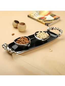 De Maison Decor - Stones Serving ware Black enamle - Tray & Bowls Set Gold