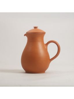 Vanchai - Handmade Terracotta Matte Finish Water Jug/Jar with lid - 1Litre
