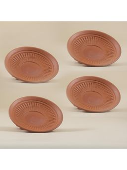 Vanchai - Handmade Terracotta Saucer / Cup Plate for Kulhad, Sweet, Tea - Pack of 4