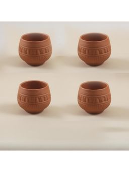 Vanchai - Handcrafted Earthen Engraved Kulhad/Kullad Cups - Pack of 4