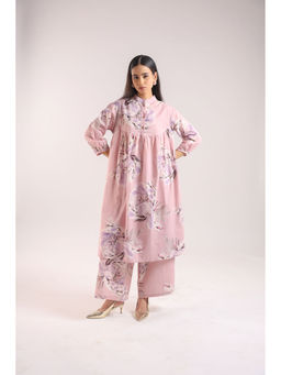 Amrood - Cotton Dusty Pink Floral Print Co-Ord (Set of 2)
