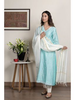 SMRITI GUPTA - Sea Blue Chanderi Embroidered (Set of 3)