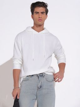 SHOWOFF - Off White Textured Regular Hoodie