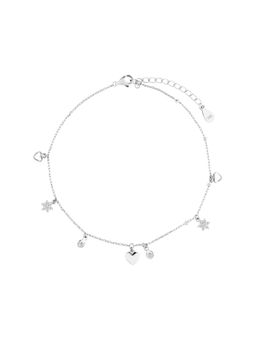 Nistra - 925 Sterling Silver Love and Star Shine Anklet