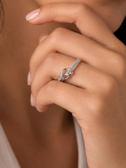Axora Life - 925 Sterling Silver Cz Infinity Knot Adjustable Ring